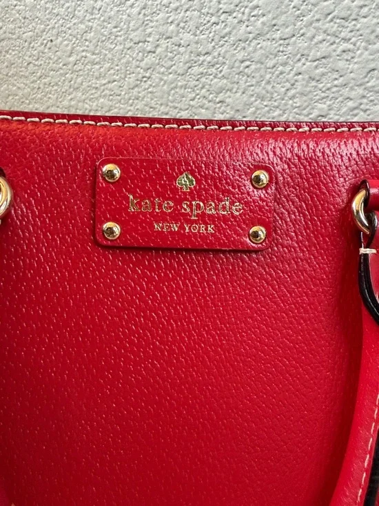Kate Spade New York Red Leather Top-Handle Satchel Bag or Crossbody Bag - Picture 4 of 12